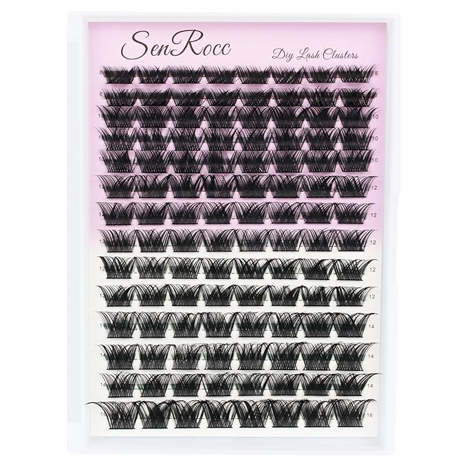 Lash Clusters Individual Lashes D Curl 8-16MIX 0.07 112pcs Cluster Lashes SENROCC Volume Wispy Lash Extension Soft Comfortable Easy DIY at Home (Z12-0.07D-8-16)