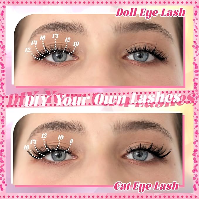 Gmagictobo Lash Clusters Manga Lash Clusters Kit Clear Fairy Eyelash Clusters Wet-Look Spiky Anime Lashes Pack C Curl Individual Lashes Lash Glue Lash Tweezers