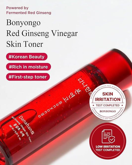 Bonyongo Red Ginseng Vinegar Skin Toner – Refreshing & Moisturizing Face Toner for Smooth, Youthful Skin - with Fermented Red Ginseng - Korean Skincare, 5.07 fl.oz.
