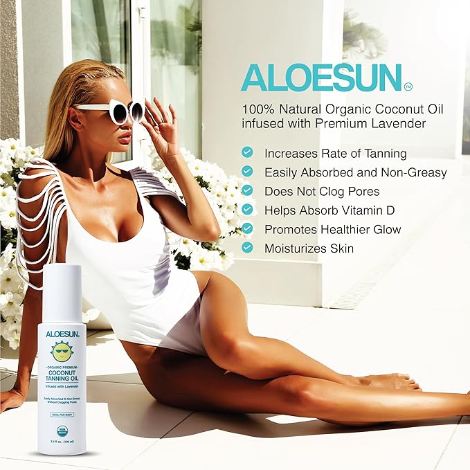 Organic Tanning Travel Size Bundle - Including Organic Coconut Tanning Oil and Sea Salt Hair Spray