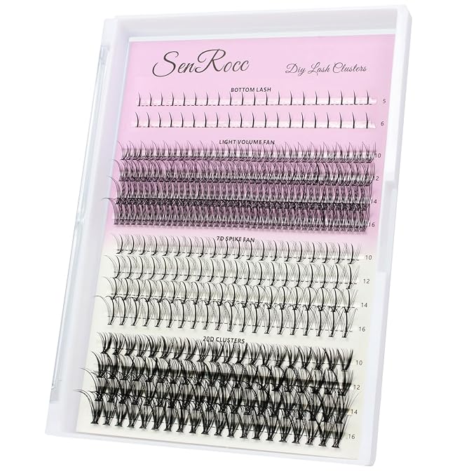 Lash Clusters Individual Lash Extensions DIY Multi-type Faux Mink Lash Tray Bottom, Light Volume, 7D Spike, 20D Clusters Natural Eyelashes for Self Application (2-BL-7D-20D)