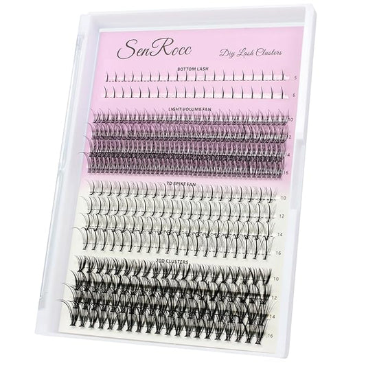 Lash Clusters Individual Lash Extensions DIY Multi-type Faux Mink Lash Tray Bottom, Light Volume, 7D Spike, 20D Clusters Natural Eyelashes for Self Application (2-BL-7D-20D)