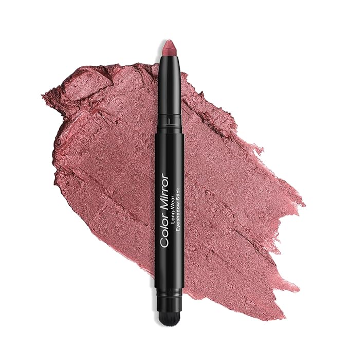 Cream Waterproof Hypoallergenic Eyeshadow Stick, long wear Metallic Glitter Matte Eye Shadow Pencil With Makeup Brush, Eye Brightener, 15 Azalea Shimmer