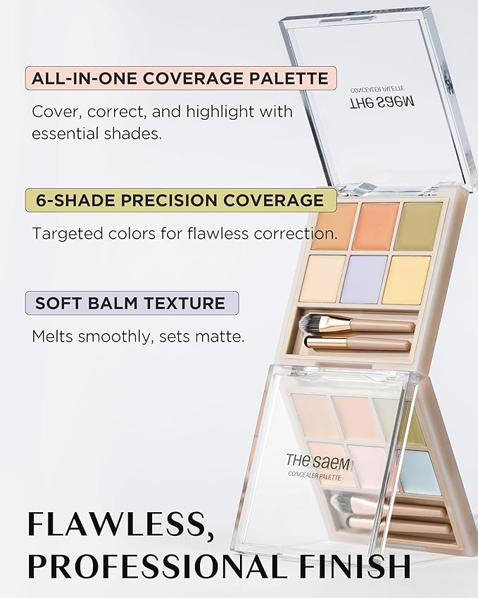 THESAEM Cover Perfection Concealer Palette 01 Cover&Correct - Multi Use 6 Colors Correcting Conceal Palette - for Dark Circles, Imperfections, Face Tone Corrector, Ideal for Fair to Light Skin