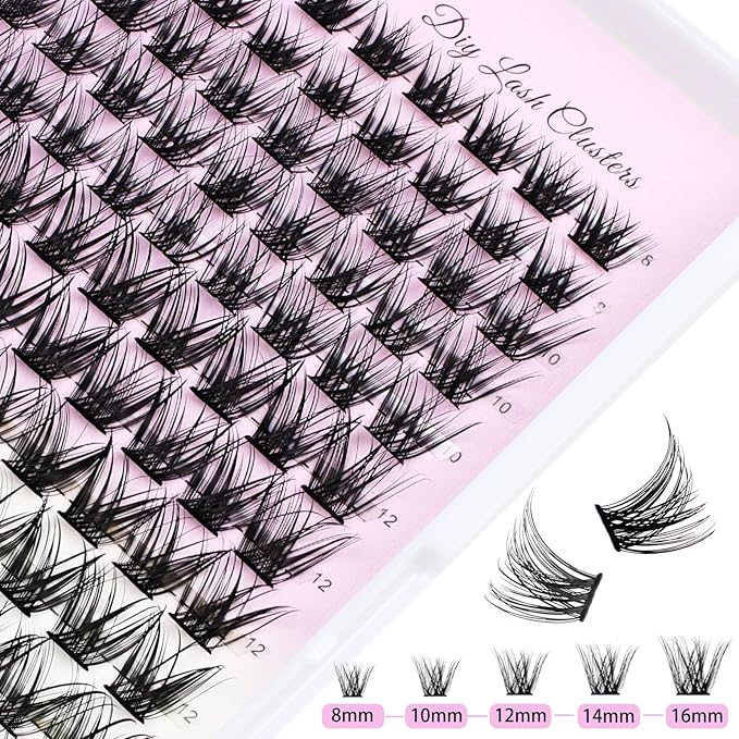 Natural Lash Clusters Wispy Eyelash Clusters 168pcs Cluster Eyelash Extensions D Curl Individual Lashes 8-16mm Mix Length Natural Look Lashes Clusters (Z03-0.07D-8-16)