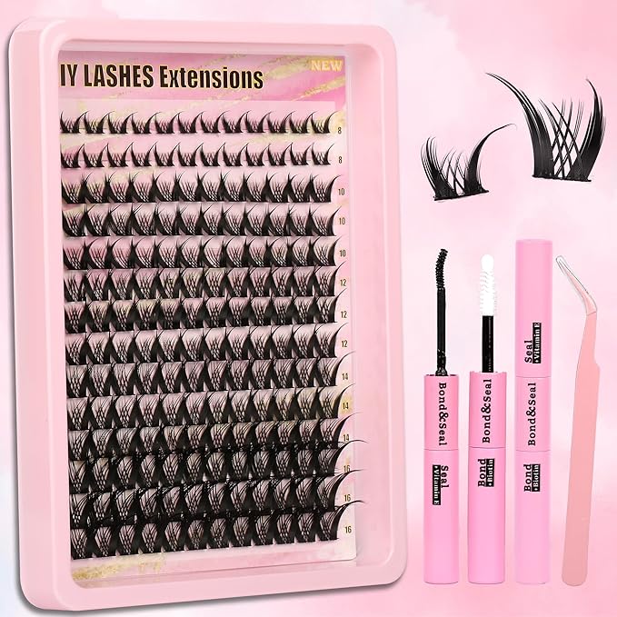 Gmagictobo Manga Lash Clusters Kit Spiky Lashes Clusters Fairy Lash Clusters Wet-Look Anime Lashes Pack 168 Pcs C/D Curl Individual Lashes Lash Bond and Seal Lash Tweezers