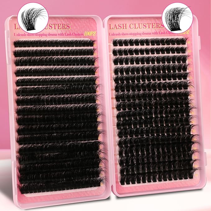 Gmagictobo Cluster Eyelash Extensions Wispy Lash Clusters Kit 544Pcs Volume 100D 120D Eyelash Clusters D Curl Lashes Clusters DIY Individual Lashes Clusters Lash Cluster Glue Lash Tweezers