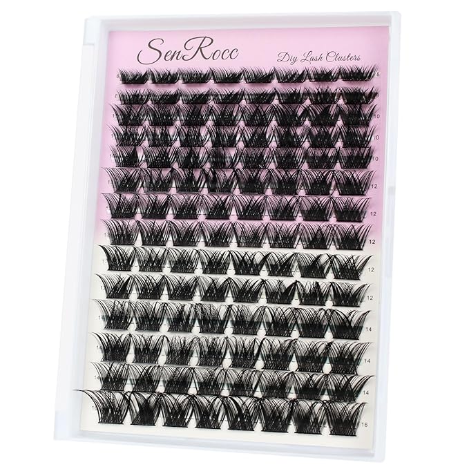 Lash Clusters Individual Lashes D Curl 8-16MIX 0.07 112pcs Cluster Lashes SENROCC Volume Wispy Lash Extension Soft Comfortable Easy DIY at Home (Z12-0.07D-8-16)
