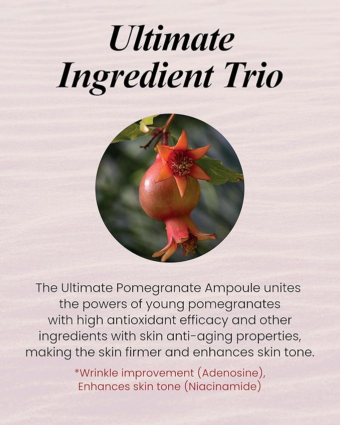 Sooryehan Ultimate Pomegranate Ampoule Set (55 ml/1.86 fl oz) - Skin Elasticity, Reduced Wrinkles & Skin Tone Improvement by LG Beauty. Collagen, Elastin, Vitamin C, Propolis,