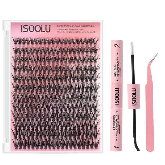 Fairy Lash Clusters Manga Individual Lashes C Curl Wispy Eyelash Clusters WideSpan Eyelash Extension Kit with Lash Bond and Seal Wet-Look Spiky Cluster Lashes (40D KIT 240pcs)