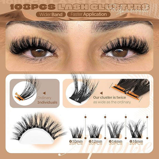 Fluffier Lash Clusters 5D Volume Lashes Clusters 10-16mm Cluster Eyelash Extensions Wispy DIY Individual Lashes Extension Soft False Eyelashes Clusters by ALPHONSE