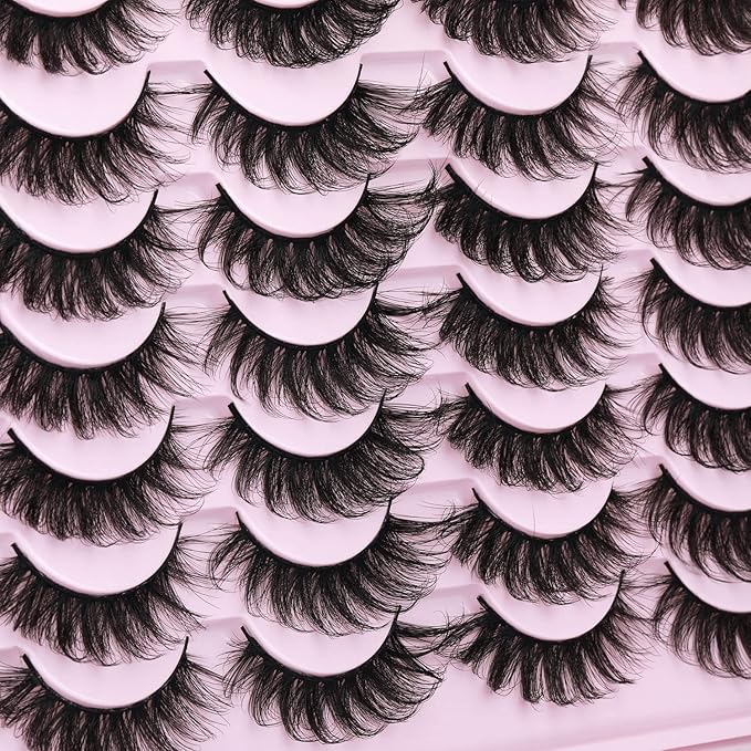 Mink Lashes Volume Russian Mink Lashes Extension 17mm Wispy False Eyelashes 6D D-Curl Russian Strip Lashes Pack by Kiromiro