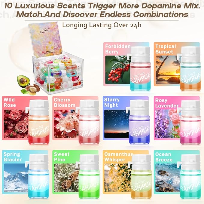 40 Pcs Perfume Hair Oil - 2 in 1 Hair Treatment Oil & Hair Perfume, Avocado Nourishing Moisturizing Shining for Frizz Dry Damaged Hair, Leave-in Hair Fragrance Serum, Long Lasting Scented, 1.83 Fl Oz