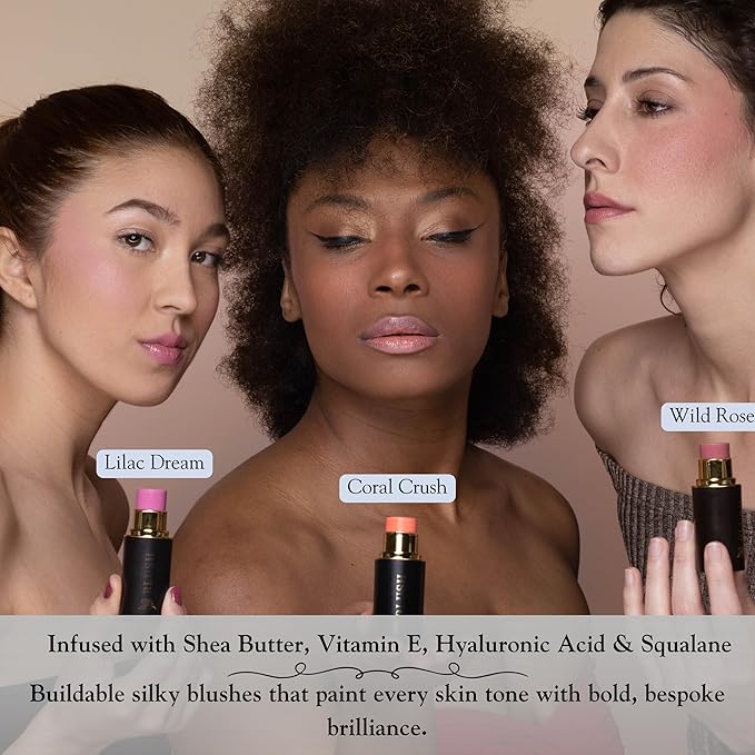 Cream Blush Stick by Phoenix Beauty – 3-in-1 Cheek, Lip & Eye Color | High Pigment, Hydrating Formula with Shea Butter & Hyaluronic Acid | Multi-Use Makeup Stick for Dewy Skin (Lilac, Regular)