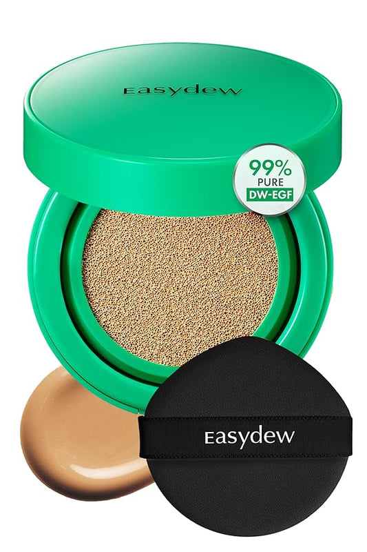 Easydew Mela B Toning Ampoule Cushion - 2-in-1 Korean Skin Care & Face Beauty Makeup - Age-Defying Full Coverage Cushion Foundation with Niacinamide & Hyaluron-Vital C 0.45 oz (#27 Golden)