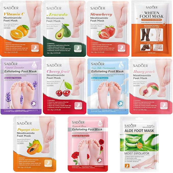 Foot Masks Moisturizing Socks - Moisturizes Tired, Dry & Cracked Feet, Exfoliating Hydrating Foot Mask - Dry Skin Solution - Moisturizing Foot Treatment- All Skin Types - 11Pairs