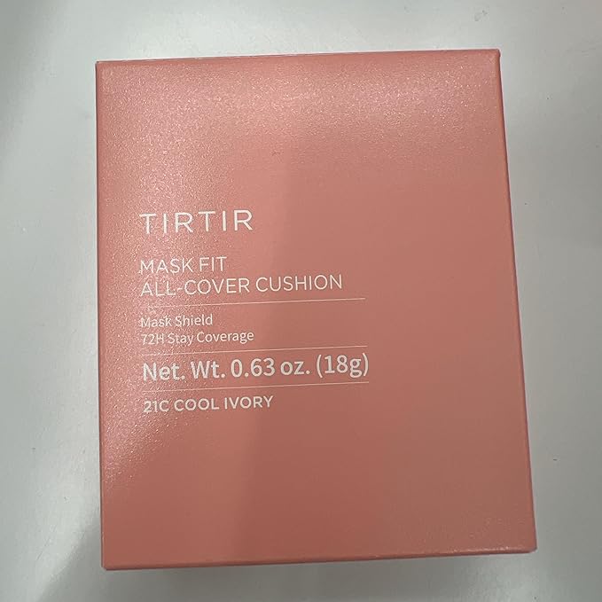 TIRTIR Mask Fit All Cover Pink Cushion Foundation | High coverage, Velvety Matte Finish, Lightweight, Flawless, Corrects Redness, Korean Cushion (#21C Cool Ivory, Full Size, 0.63 Fl Oz)