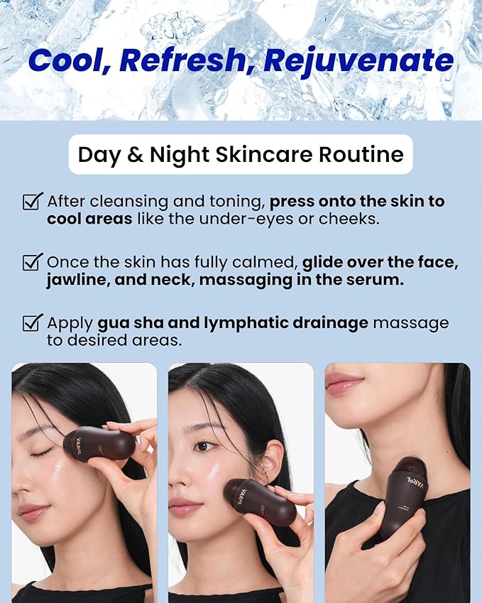 Ice Roll Serum - Cooling Serum with Face Massager Roller for Under Eye Bags, Puffiness, Dark Circles, Bakuchiol & Collagen for Wrinkles, Anti Aging, Firming - Korean Skin Care, 1.69 Fl Oz (50ml)