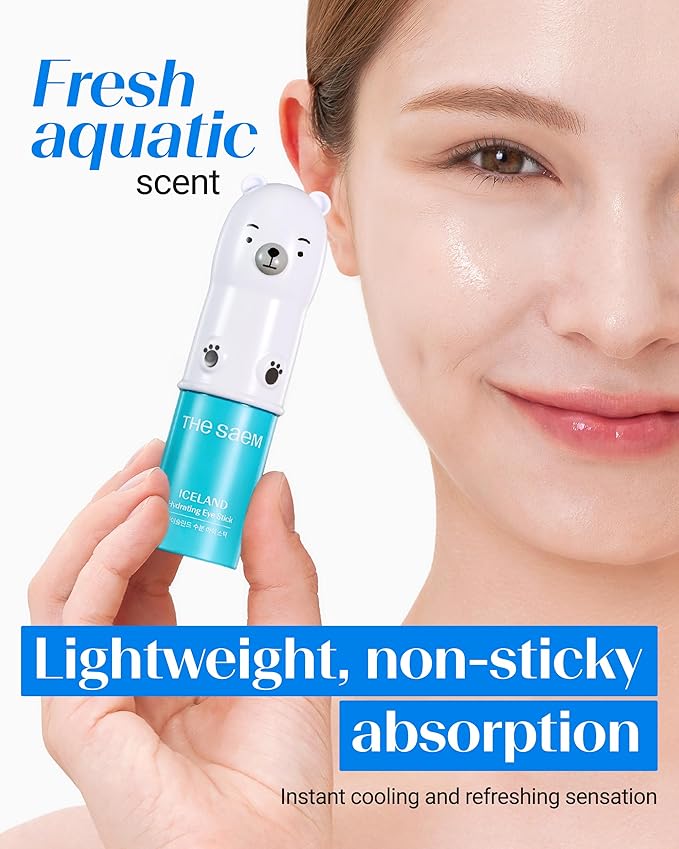 THESAEM Iceland Hydrating Eye Stick - Cooling Balm - Dark Circles & Puffiness – Under Eye Treatment - Reduce Wrinkles and Moisturizing - Minimize Dark & Puffy Eyes - Aqua Scent, 0.38 oz