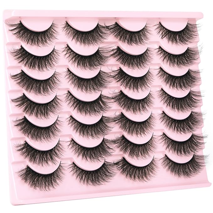 Kiromiro False Eyelashes Natural Look Wispy Faux Mink Lashes Soft 14mm Cat Eye Short Strip Lashes Pack