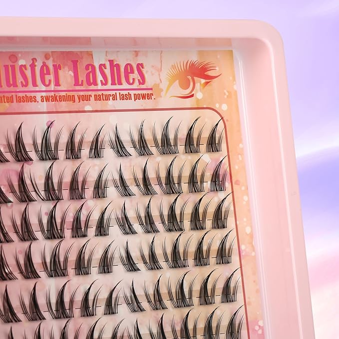 Gmagictobo Lash Clusters Manga Lash Clusters Kit Anime Eyelash Clusters Wet-Look Clear Band Fairy Lashes Pack C Curl Spiky Individual Lashes Clusters Lash Glue Lash Tweezers