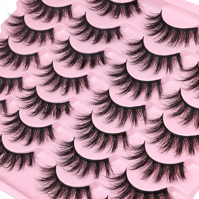 Lashes Wispy Faux Mink Lashes False Eyelashes 16mm(0.63inch) Eye Lashes 6D Volume Fake Lashes pack by Kiromiro 14 Pairs