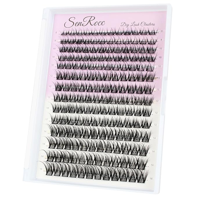 Individual Lashes Lash Clusters Wispy 168pcs Individual Lashes D04 D Curl 8-16MIX Cluster Lashes Volume Wispy Lash Extension Soft Comfortable Easy DIY at Home (D04-0.07D-8-16)
