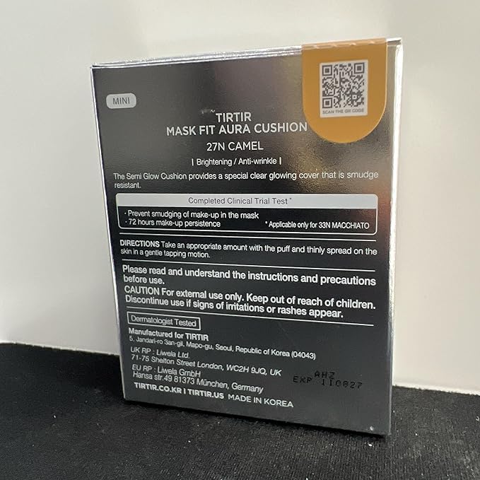 [*Mini Size*] TIRTIR Aura Glow Silver Cushion | Korean Cushion Foundation, (#27N Camel, 0.15 Fl Oz)