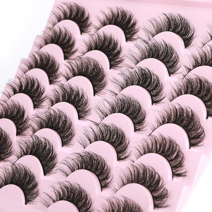 False Eyelashes Natural Look Faux Mink Lashes 12mm Short Wispy Lashes 5D Volume Strip Eye Lashes Pack by Kiromiro