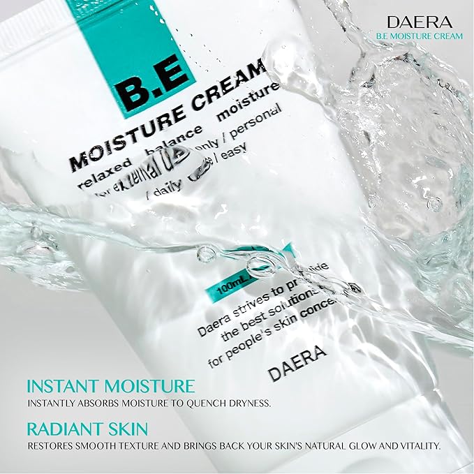 DAERA B.E Cream- Korean Moisturizer, Lightweight All Skin Type, Sensitive Skin, Trahalose & Hyaluronic Acid, Centella Asiatica,Fast Absorbing, Lightweight, Korean Skin Care (3.38 oz)