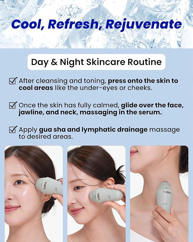 Ice Roll Serum - Cooling Serum with Face Massager Roller for Under Eye Bags, Puffiness, Dark Circles, Hydrating & Pore Minimizing with Panthenol, Tannin - Korean Skin Care, 1.69 Fl Oz (50ml)