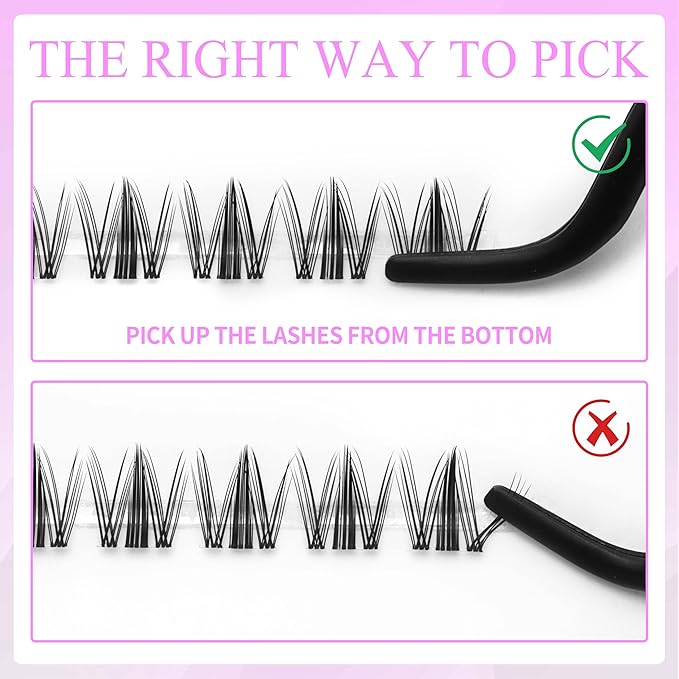 VEYESBEAUTY Lash Clusters Eyelash Extensions Thin & Invisible Band DIY Individual False Eyelashes Newbie's Five-Second Series Wispy Lash Tray for Self-application, Manga Lashes 8-16mm Mixed Length