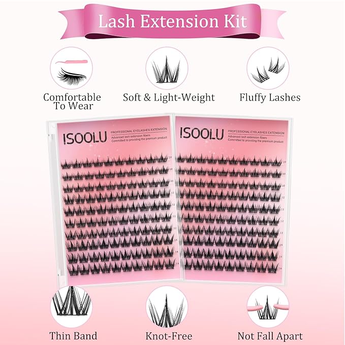Fairy Lash Clusters Manga Individual Lashes C Curl Wispy Eyelash Clusters WideSpan Eyelash Extension Kit with Lash Bond and Seal Wet-Look Spiky Cluster Lashes (Cutey 240PCS)