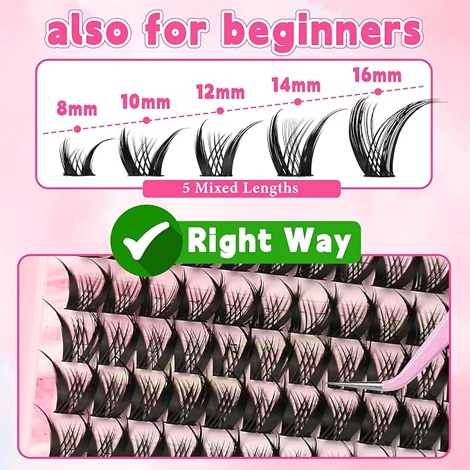 Gmagictobo Manga Lash Clusters Kit Spiky Lashes Clusters Fairy Lash Clusters Wet-Look Anime Lashes Pack 168 Pcs C/D Curl Individual Lashes Lash Bond and Seal Lash Tweezers