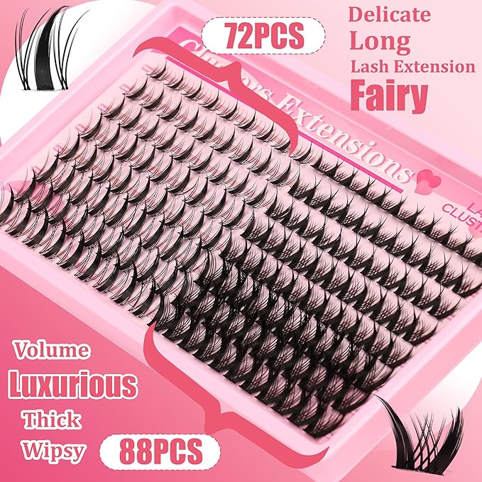 Gmagictobo Manga Lash Clusters Kit Spiky Lashes Clusters Fairy Lash Clusters Wet-Look Anime Lashes Pack 160 Pcs C/D Curl Individual Lashes Lash Bond and Seal Lash Tweezers