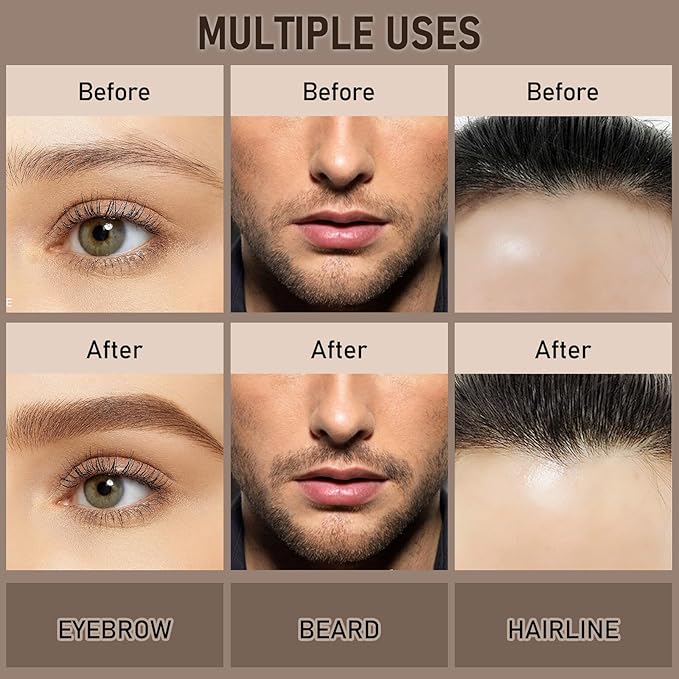 Dual-Ended Microblading Eyebrow Pencil for Women, 2 in 1 Liquid Eyebrow Pencil with Curved Tip and 4D Brow-Fection Microblading Pen, Shaped Fill HairLike Waterproof Lasting Eyebrows 04 Black Brown