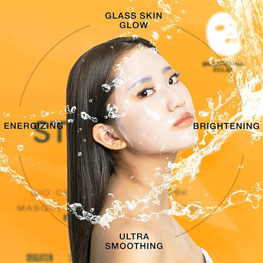 STARSKIN After Party 1x40g, Bio-Cellulose Brightening Face Mask for all Skin Types, Korean Skincare Mask infused with Vitamin C Serum and Niacinamide, Energizing and Soothing, K Beauty Skincare