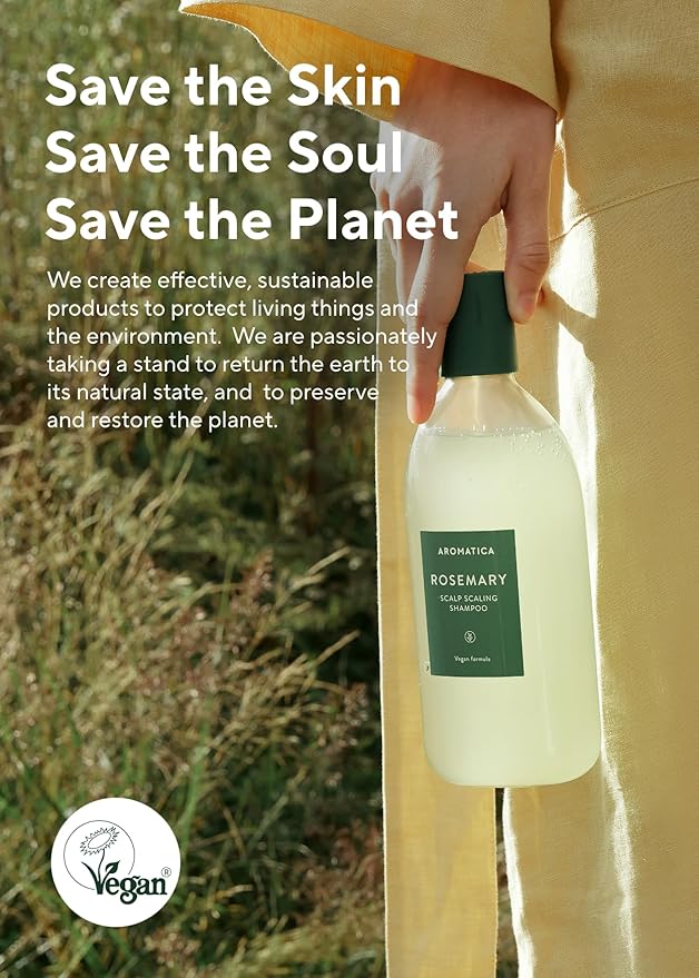 AROMATICA Rosemary Scalp Scaling Shampoo (2 packs) - Korean Hair Care with Thinning Hair Loss Natural Rosemary Essential Oil for Women Hair Growth - Free from Sulfate, Silicone, and Paraben (13.53 oz)