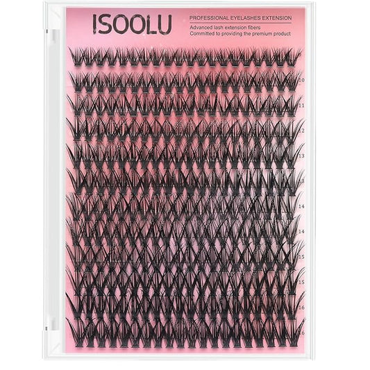 Fairy Lash Clusters Manga Individual Lashes C Curl Wispy Eyelash Clusters WideSpan Eyelash Extension Kit with Lash Bond and Seal Wet-Look Spiky Cluster Lashes (40D 240pcs)