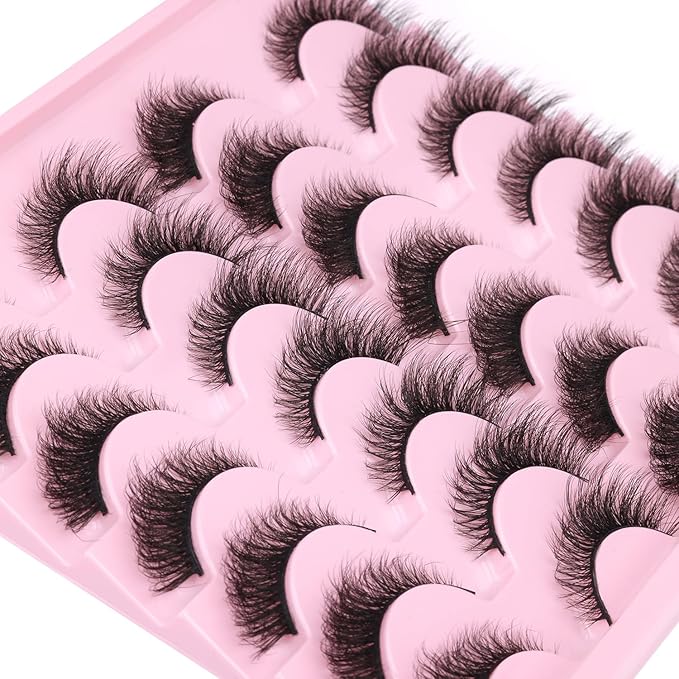 False Lashes Natural Look Faux Mink Eyelashes Wispy Fox Eye Lashes That Look Like Extensions 3D Mink Lashes Natural Strip Lashes Pack by Kiromiro 14 Pairs