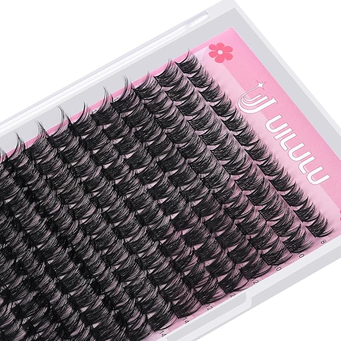 Lash Clusters Kit for DIY Lash Extension at Home, False Eyelashes Set with Bond Seal, Lash Remover, Brush, Tweezers, D Curl Wispy Individual Clusters Eye Lash Extensions (U04 DIY Lash Kit)