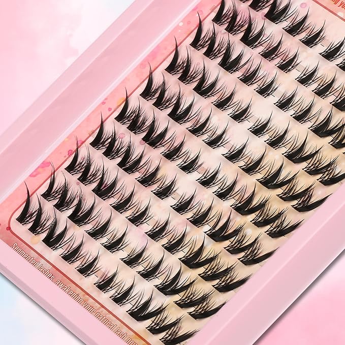 Gmagictobo Lash Clusters Lash Clusters Kit Manga Eyelash Clusters Spiky Clear Band Fairy Lashes Clusters Wet-Look C Curl Individual Anime Lashes Pack Lash Glue Lash Tweezers