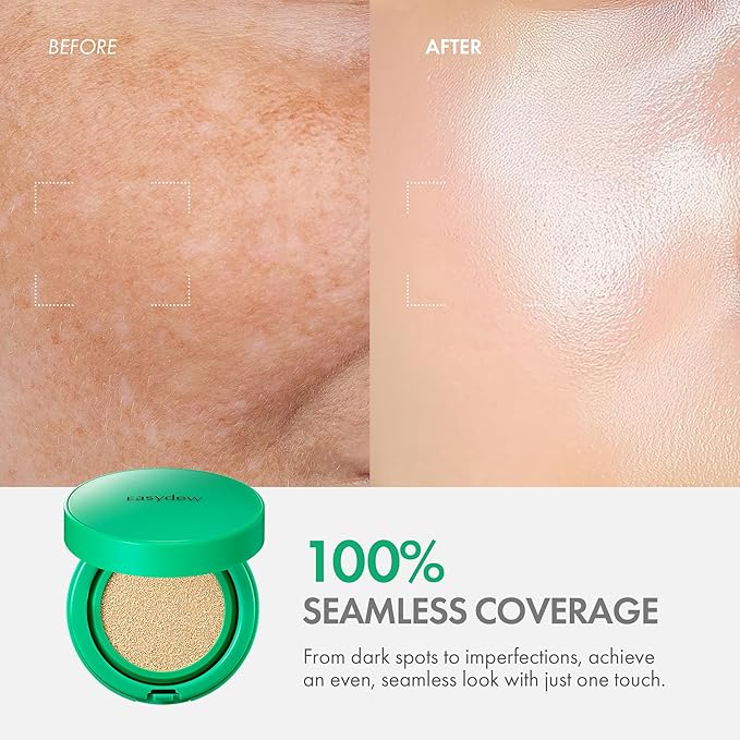 Easydew Mela B Toning Ampoule Cushion Refill - 2-in-1 Korean Skin Care & Face Beauty Makeup - Age-Defying Full Coverage Cushion Foundation with Niacinamide & Hyaluron-Vital C 0.45 oz (#17 Ivory)