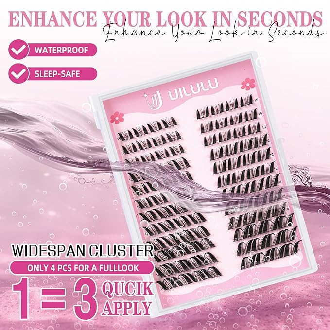 Manga Fairy Lash Clusters 10–16mm–Anime FoxEye D Curl Eyelash Clusters (Left & Right WideSpan)–DIY Wet Look Lash Extensions–Individual Fake Lashes (U29 Lashes Only)