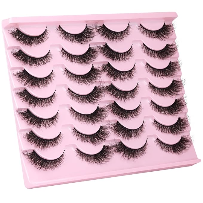 False Lashes Natural Look Faux Mink Eyelashes Wispy Fox Eye Lashes That Look Like Extensions 3D Mink Lashes Natural Strip Lashes Pack by Kiromiro 14 Pairs