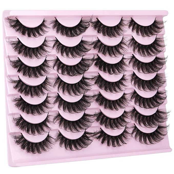 Mink Lashes Volume Russian Mink Lashes Extension 17mm Wispy False Eyelashes 6D D-Curl Russian Strip Lashes Pack by Kiromiro