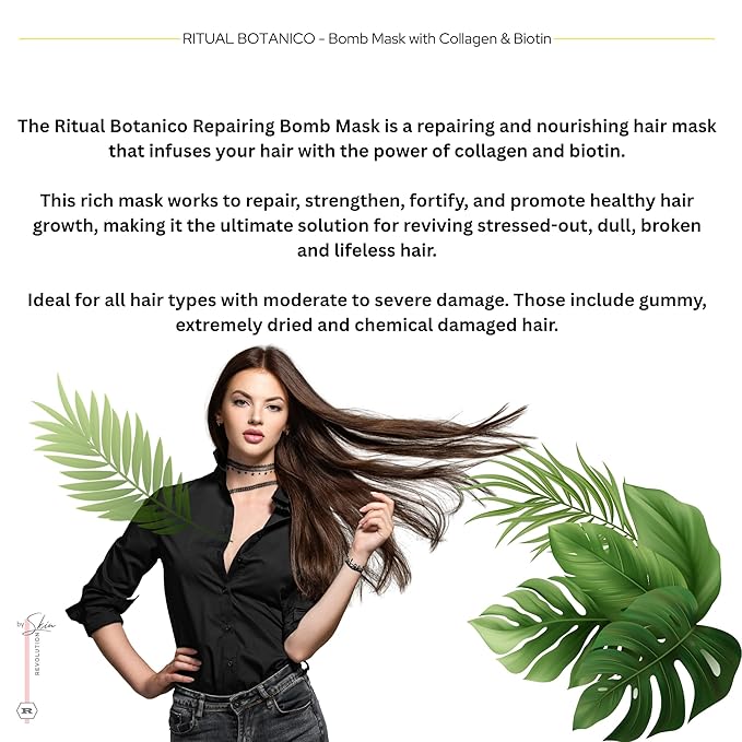 Aftercare for Ritual Botánico Keratina Orgánica | Treatment to Straighten, Repair and Relax Hair | Natural, Organic & Vegan | Product of Colombia | Mascarilla Bomba, 400 ml/13.52 Fl Oz (2 Count)