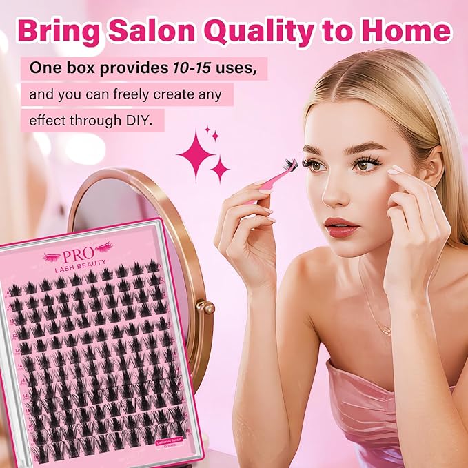 PRO LASHBEAUTY Manga Lash Clusters, California Sunset Lash Clusters Eyelash Clusters 10-18 Mixed Cluster Eyelash Extensions Reusable & Comfortable (Sunset, 10-18mix)