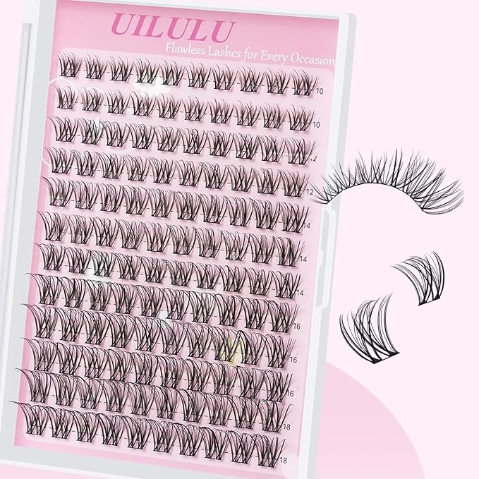 Natural Lash Clusters 10-18mm Mix D Curl DIY Extension Eye Natural Lashes False Wispy EyeLash Cluster (U26 Eyelashes Only)