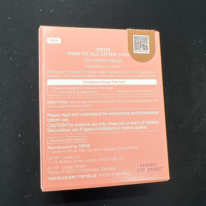 [*Mini Size*] TIRTIR All Cover Pink Cushion | Korean Cushion Foundation, (#31N French Beige, 0.15 Fl Oz)